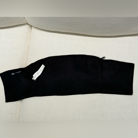 🖤Black Satin Effect Strapless Crop Top by Zara - size XS - NWOT - never worn!🖤 - Picture 5 of 5